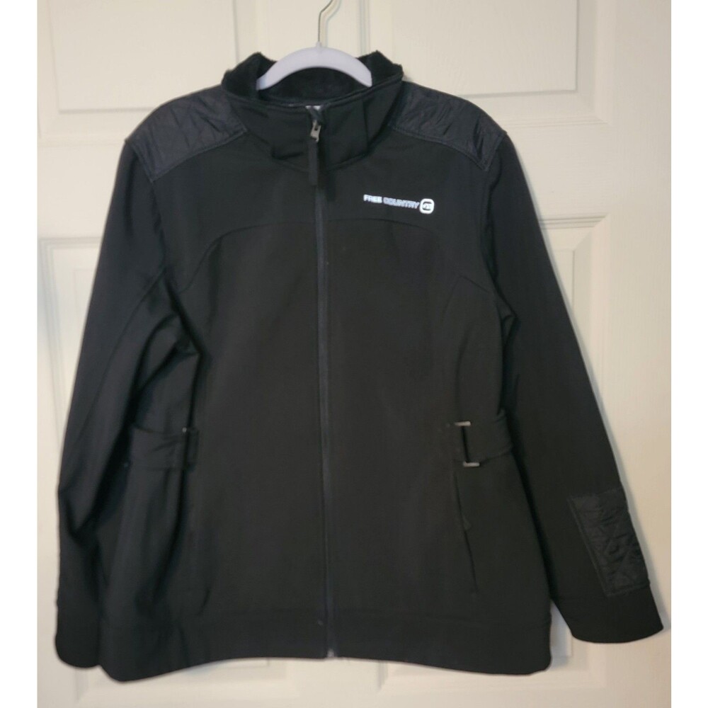 Free Country Men's Fleece Full Zip Jacket Black XL Stand-Up Collar Polyester